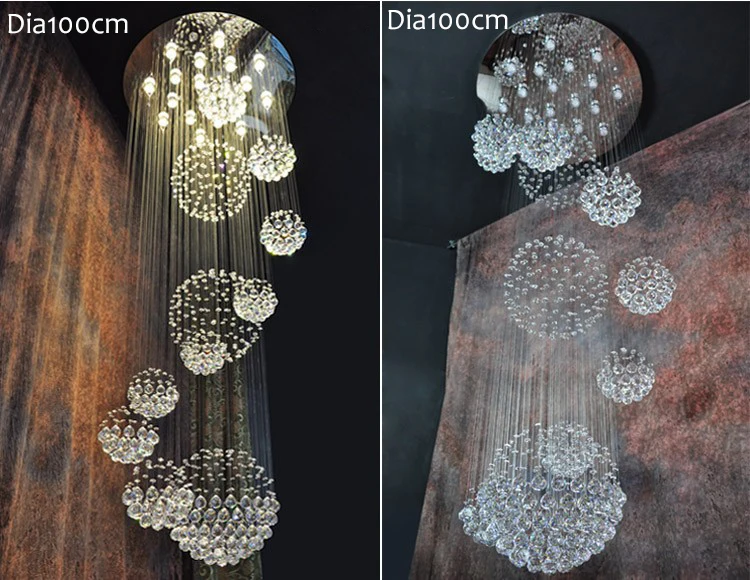 Youlaike Современная хрустальная люстра для лестницы 11 шт. Большой Хрустальный шар светодиодный светильник спиральный дизайн освещение для гостиной