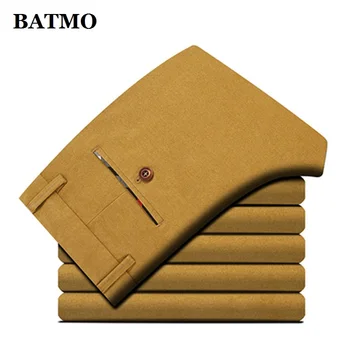 

BATMO 2019 new arrival high quality casual skinny pants men,men's khaki slim trousers,men's pencil pents plus-size 28-40 KZ01