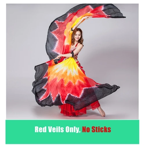 Шелк танец живота сценический костюм Isis шаль с крыльями Viel Fan 1 пара реквизит для сцены шаль вуаль - Цвет: Красный