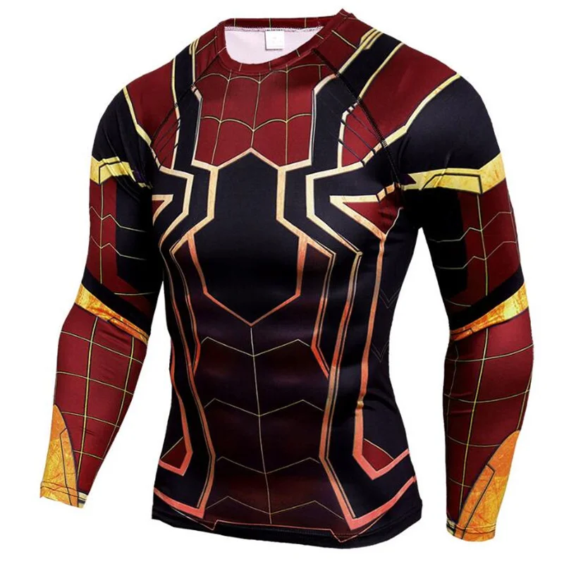 

Raglan Sleeve Spiderman 3D Printed T shirts Men Compression Shirts Long Sleeve Tops Tees Gyms Fitness T-shirt Rashguard