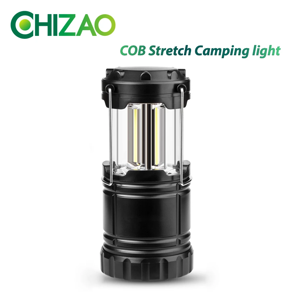 

CHIZAO COB Camping emergency light portable flashlight folding tent light waterproof mountaineering outdoor lamp 3 AA battery