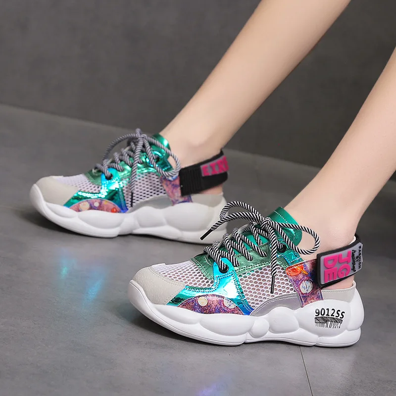 

Sandals female 2019 summer new women's flat bottom breathable mesh shoes back air casual sports wild women's shoes
