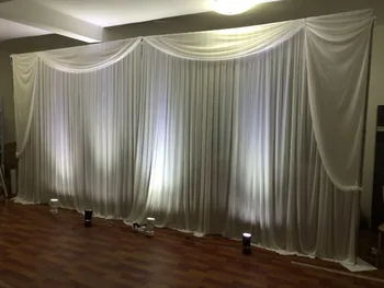 

2015 New Style 3M High 6M Wide Wedding Curtain Backdrop With White Swag On The Top,Banquet&Wedding Favors Decoration
