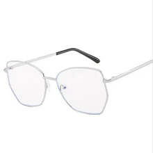 Корейский стиль металла в виде многоугольника, с защитой от УФ-излучения компьютерные очки Для женщин Для мужчин синий свет Блокировка плоские зеркальные очки UV400 очки