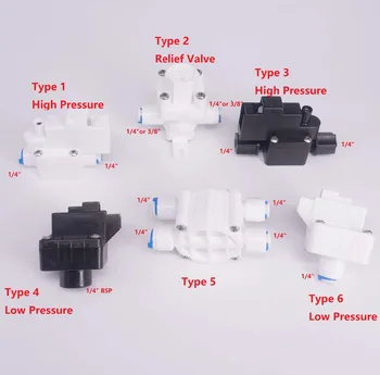 Pasuje do 1/4 "3/8" OD Tube Pushfit niski/wysoki przełącznik ciśnieniowy zawór nadmiarowy RO złącza wody montaż akwarium odwrócona osmoza