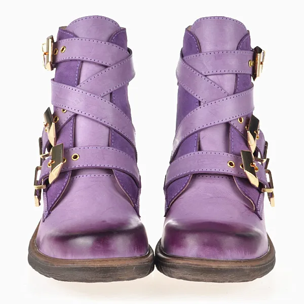 Martin Cuero Gladiador Corto púrpura Las Británica Atado Moda Zapatos Botines Azul Feminina De Mujeres Invierno Auténtico Púrpura Azul Bota XBxwqZ0O