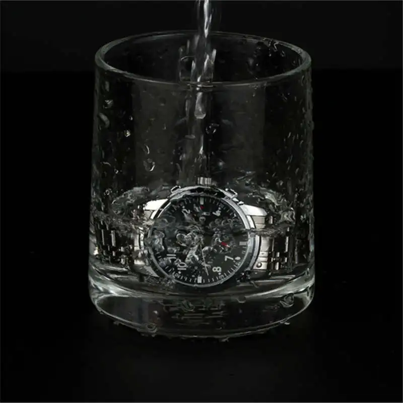 Часы мужские роскошные брендовые KINGNUOS мужские спортивные часы водонепроницаемые полностью Стальные кварцевые мужские часы(маленький циферблат Украшение