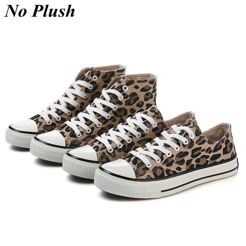 

2019 Fashion Leopard Women Casual Shoes Autumn Winter High-top Canvas Shoes Women Sneakers Ladies Lace-up Flats zapatos de mujer