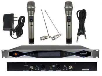 

STARAUDIO 2CH UHF True Diversity IR LCD Wireless Handheld Mic System for Stage Church Club Conference Party Karaoke SMU-0218A