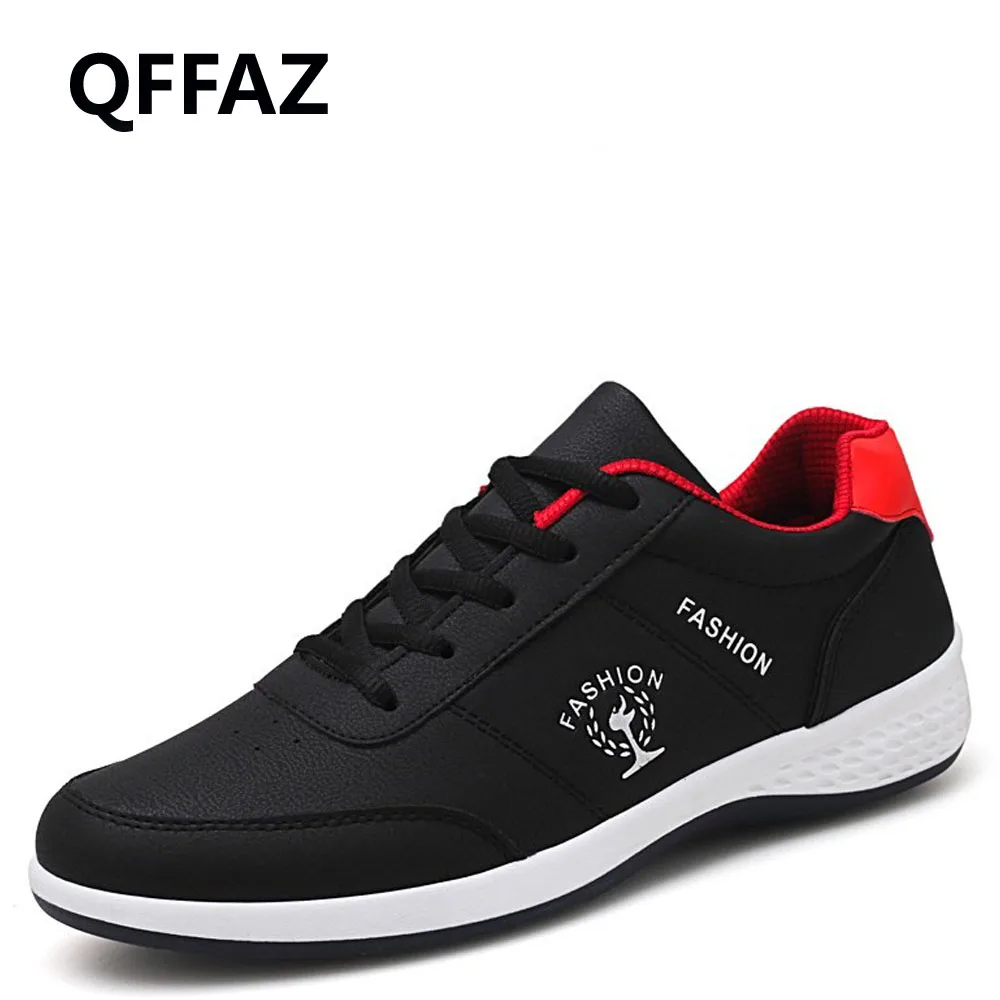

QFFAZ Spring Men Shoes men's leather sneakers Trainers Casual Shoes Black Outdoor Shoes Walking lightweight Comfortable Sneakers
