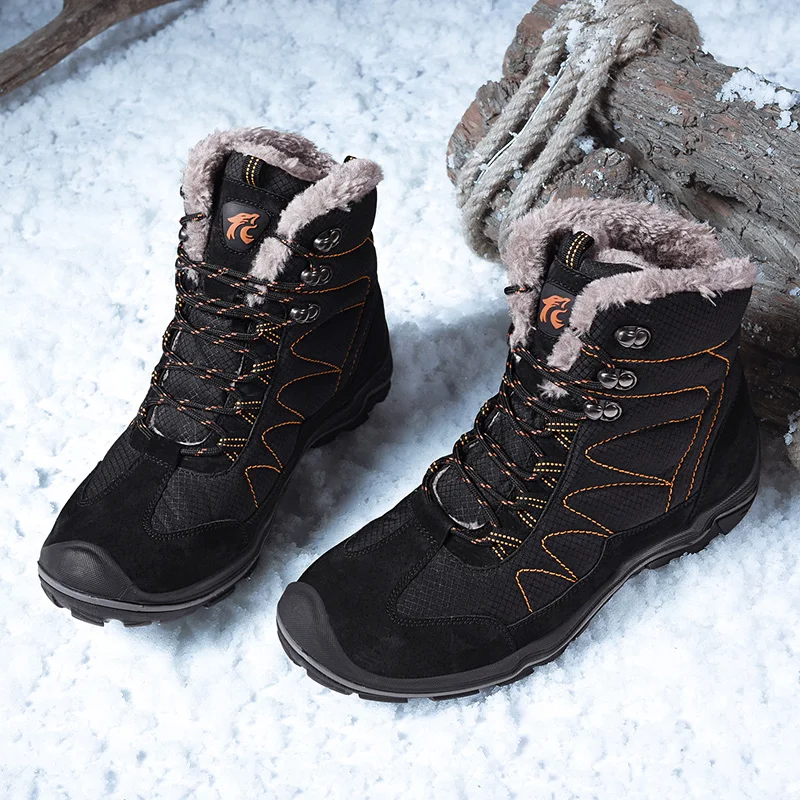 Теплые мужские треккинговые ботинки Водонепроницаемые кожаные ботинки обувь для альпинизма и рыбалки новая популярная Уличная обувь мужские высокие зимние ботинки