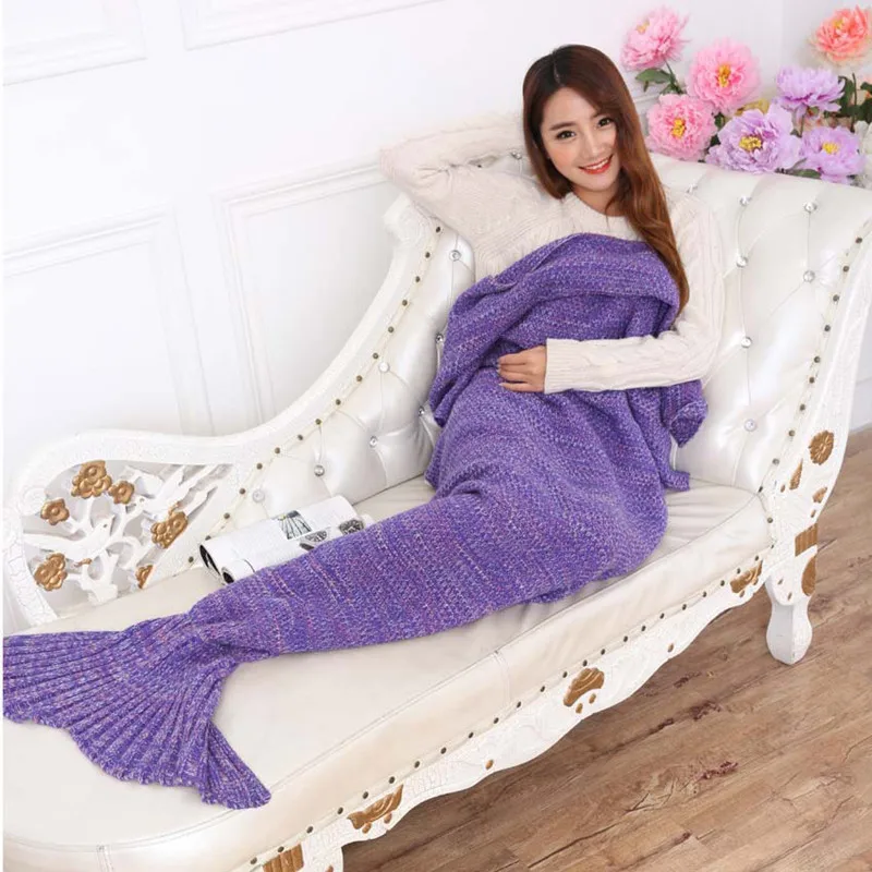 

Spring Bedding Sofa Mermaid Blanket Wool Knitting Fish Style Little Tail Blankets Warm Sleeping Child Princess Loves Gift