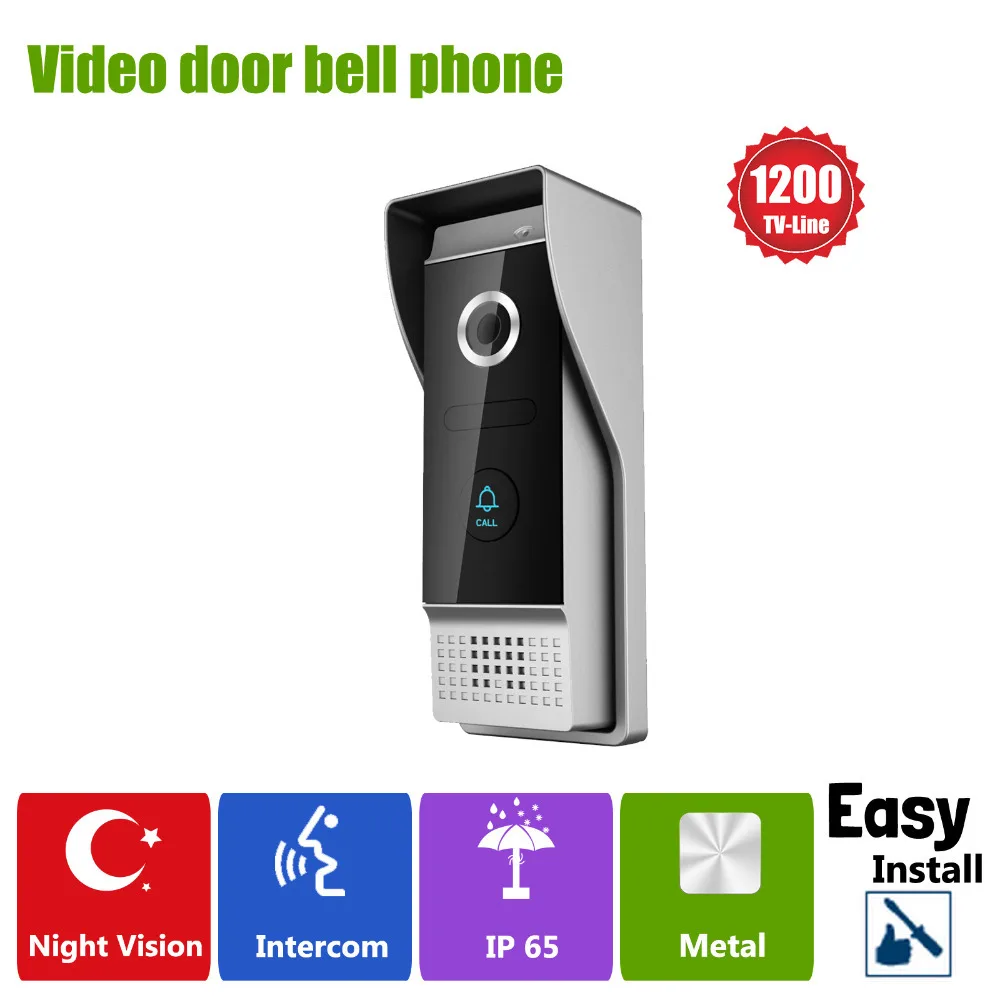 

Video Door Phone IR Camera Doorbell 1200TVL 110 Degree Wide Angle Waterproof Metal IP65 High Resolution Day/Night Vision
