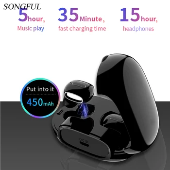 

TWS 5.0 Bluetooth Earphones Mini Sport Wireless Headset Stereo Bass Earbuds Touch control with charging earphone Drop Shipping