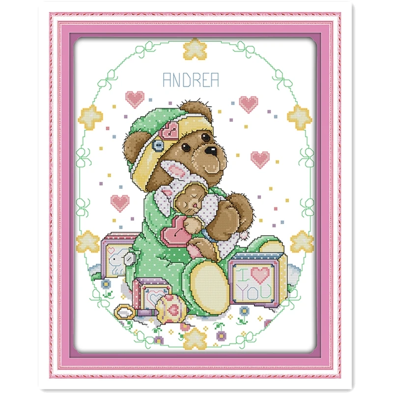 

The Bear Mother And Son 11CT Printed On Canvas Chinese Counted Cross Stitch Pattern DMC Cross Stitch Fabric Needlework Painting