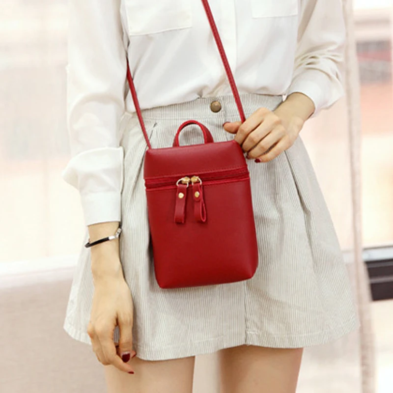 

Cute Cell Phone Bag Women Mini Leather Mobile Messenger Bags Small Shoulder Bag Portable Strap Coin Purse Girls Crossbody Bag