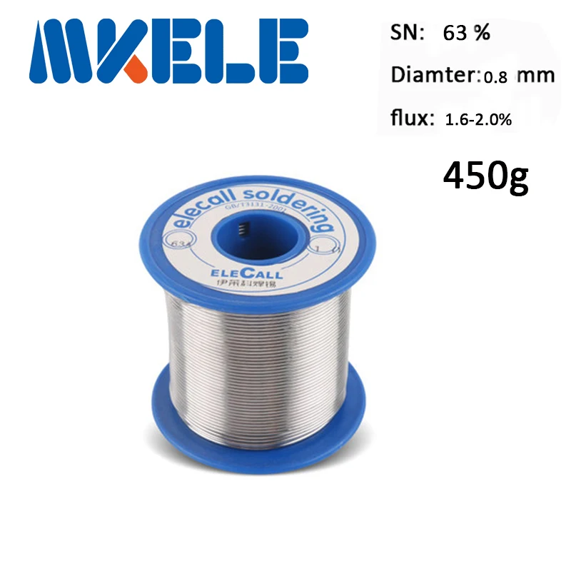 

Solder Wire 63/37 Tin 0.8mm 450g Pure Tin Core Tin Lead Roll Flux Reel Lead Melt Core Soldering Tin Arame de solda