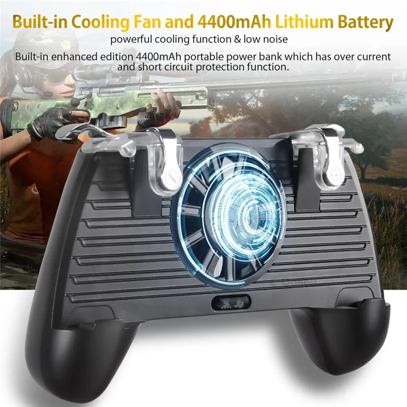 1 Pcs PUBG Controller Gamepad Pubg Mobile Trigger L1R1 Shooter Joystick Game Pad Holder Cooling Fan 4000mAh/4400mAh Power Bank 1 Pcs PUBG Controller Gamepad Pubg Mobile Trigger L1R1 Shooter Joystick Game Pad Holder Cooling Fan 4000mAh/4400mAh Power Bank