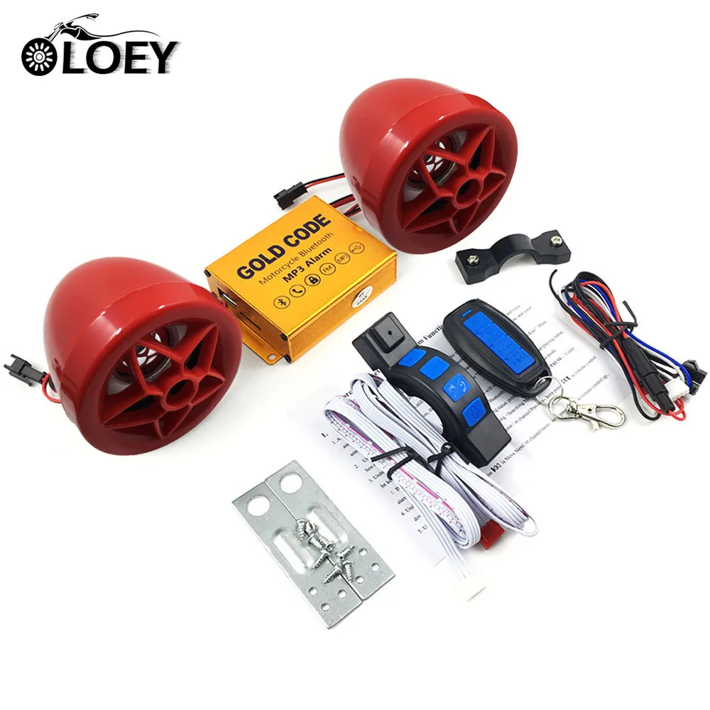 

12v Motorcycle MP3 Music Speakers Moto Scooter Security Alarm Bluetooth Player Sound Audio With FM Radio ATV TF USB Charging