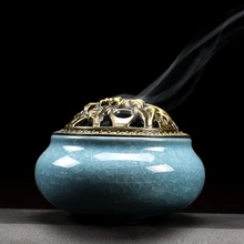 PINNY Китайская античная горелка для благовоний, керамическая конусная кадильница, подарок и ремесла, украшения для дома, ароматическая печь, керамическая металлическая рукоделие