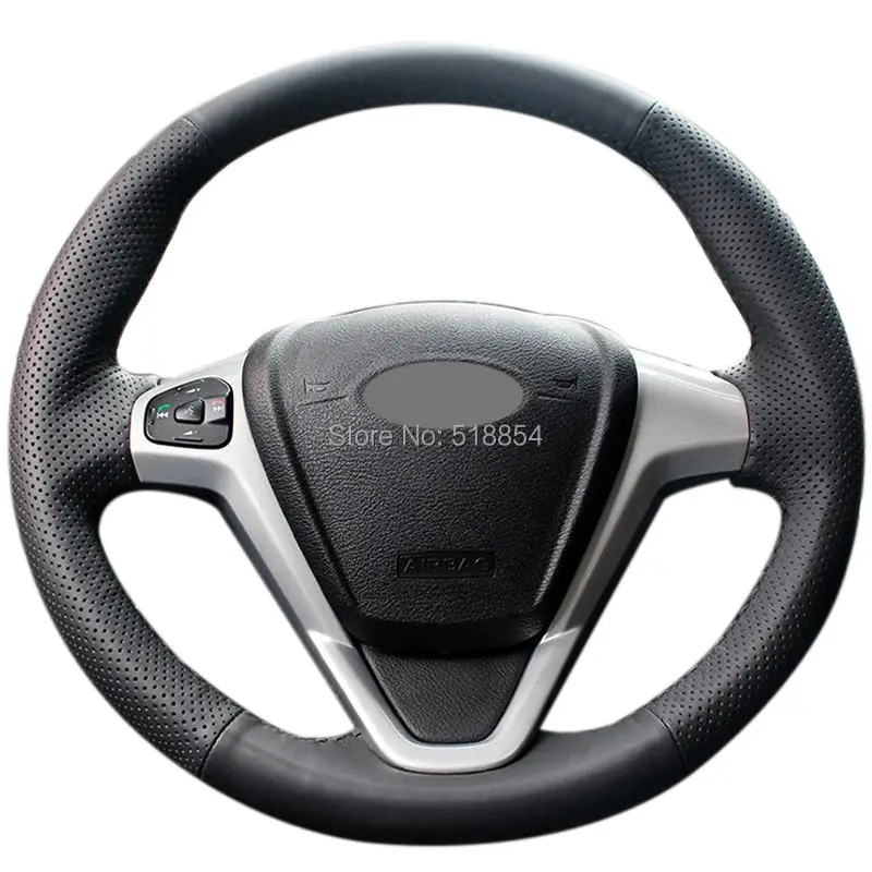 Black Artificial Leather Car Steering Wheel Cover for Ford Fiesta 2008