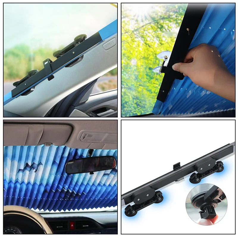 Automatic Retractable Car Window Sunshade Sunscreen Front Car Sun Visor Windshield Summer Car Sun Block  Anti-UV Shade