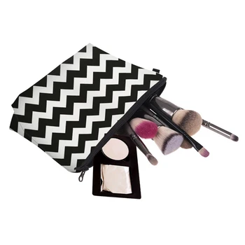 

Hot Sale Lady Travel Organizer Pouch Storage Makeup Bag Women Splice Color Wavy Striped Printing Zipped Cosmetics Bags AB@W3