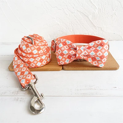 Bow Tie Collar Leash 10 шт./партия MUTTCO ручной работы особый сладкий воротник печенье модные ошейники и поводки для собак 5 размеров UDC065 - Цвет: Bow Tie Collar Leash