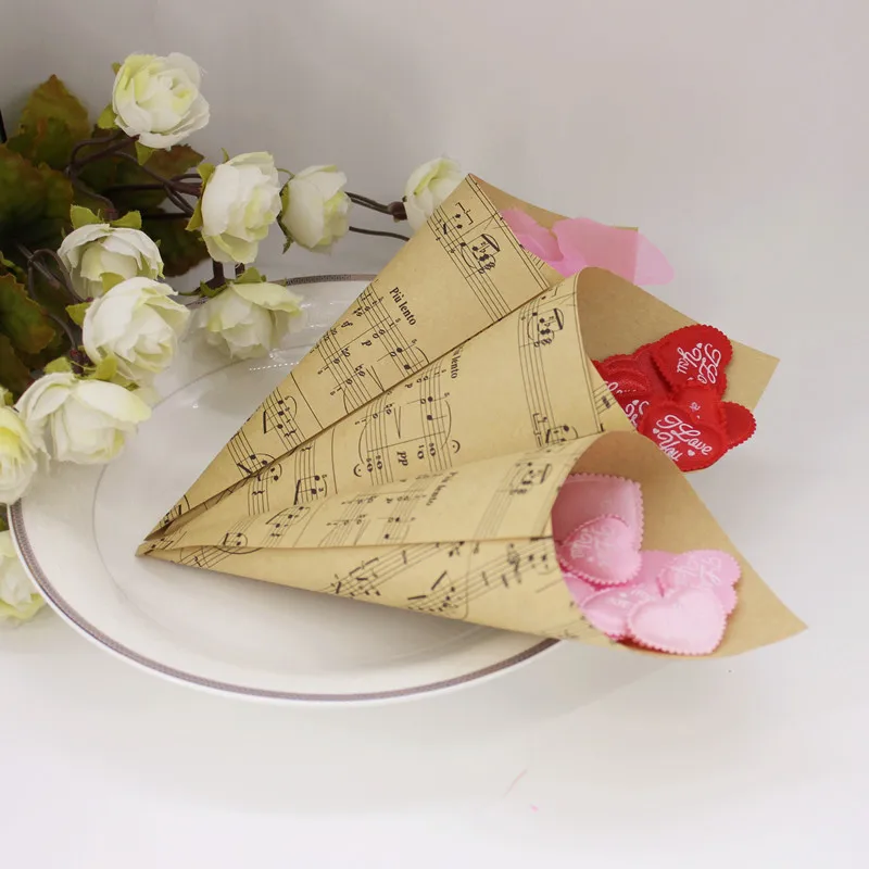 50pcs-set-DIY-Handmade-Kraft-Paper-Musical-Note-Candy-Boxes-Flower-Cones-Holder-Ice-Cream-Wedding (1)