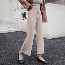 Knitted straight pants 2019 New casual straight pants loose wide leg pants fall wide leg pants women Sweatpants Female Trousers men argyle print straight leg pants