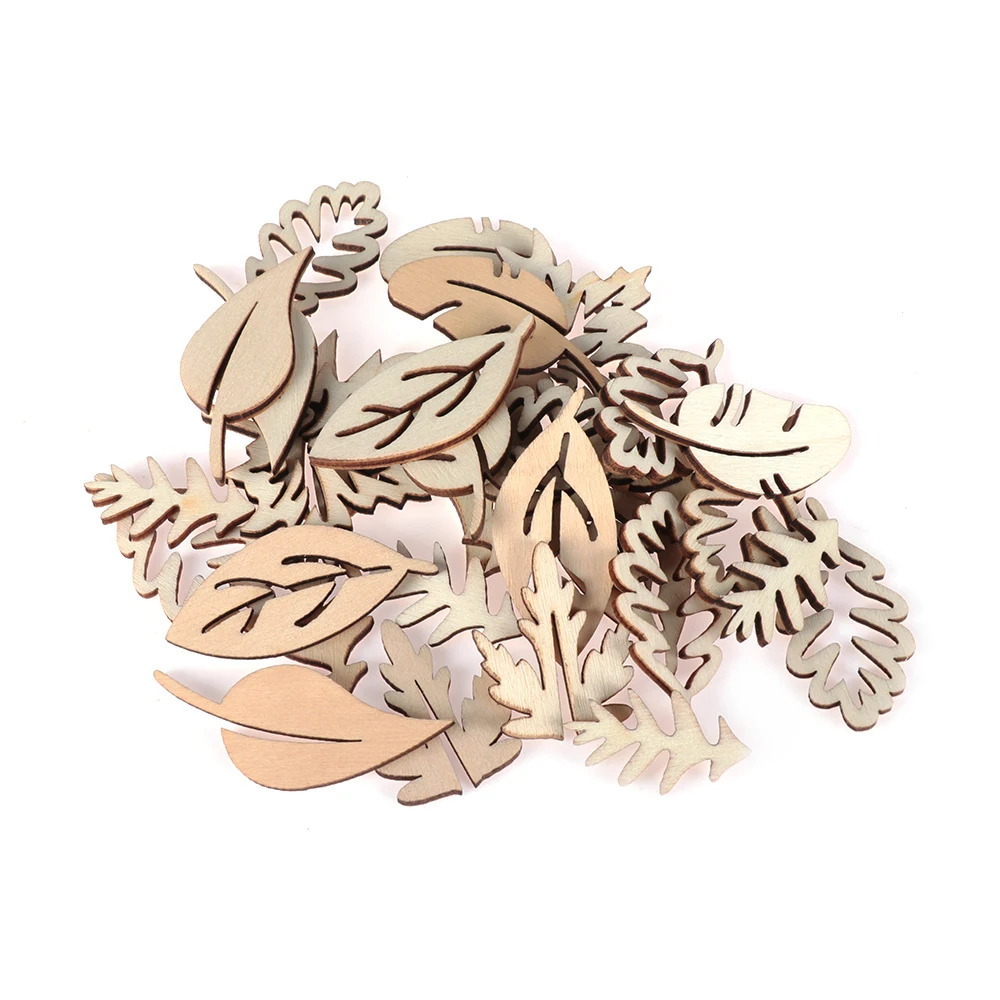 

30pcs/pack Mixed Leaves Pattern Wooden Scrapbooking Carft Handmade Accessories Home Decorations Wooden Scrapbooking Crafts