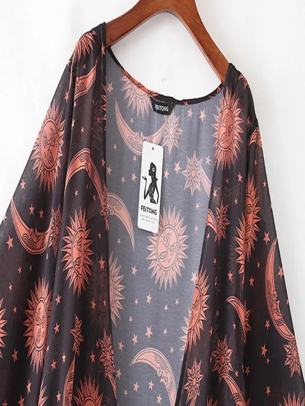 Women Floral Print Chiffon Loose Half Sleeve Shawl Kimono Cardigan Top Cover up Shirt Blouse  Blusas feminina plus size 5XL