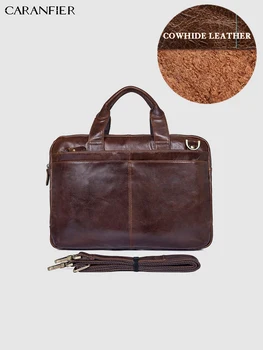 

CARANFIER Men Briefcase Business Fashion Messenger Bag Genuine Cowhide Leather Large Capacity Laptop Bags Shoulder Handbags