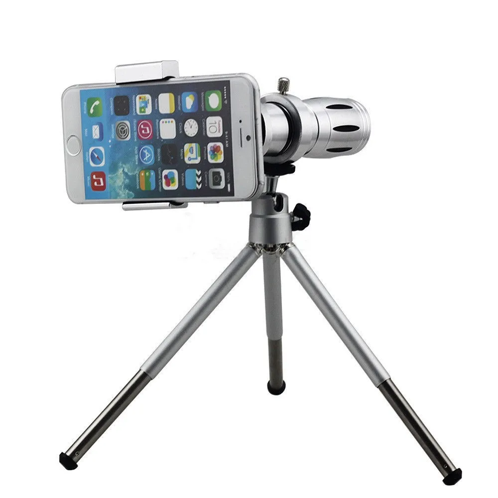 2017 New Phone Camera Lenses Kit 12x Zoom Telephoto Optical Lens Telescope Magnifier With Clip Mobile Tripod For iPhone 6 6S 7 8 2017 New Phone Camera Lenses Kit 12x Zoom Telephoto Optical Lens Telescope Magnifier With Clip Mobile Tripod For iPhone 6 6S 7 8