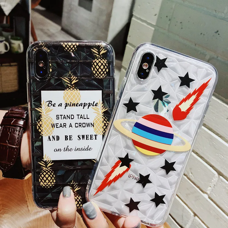 Diamond зерна круто Планета Звезда чехол для телефона iPhone6 7 8 Plus X золотой ананас