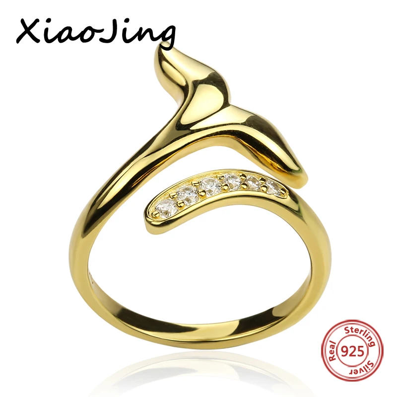 

New arrival authentic 925 sterling silver gold color open ring with CZ stone diy European fashion jewelry making for women gifts