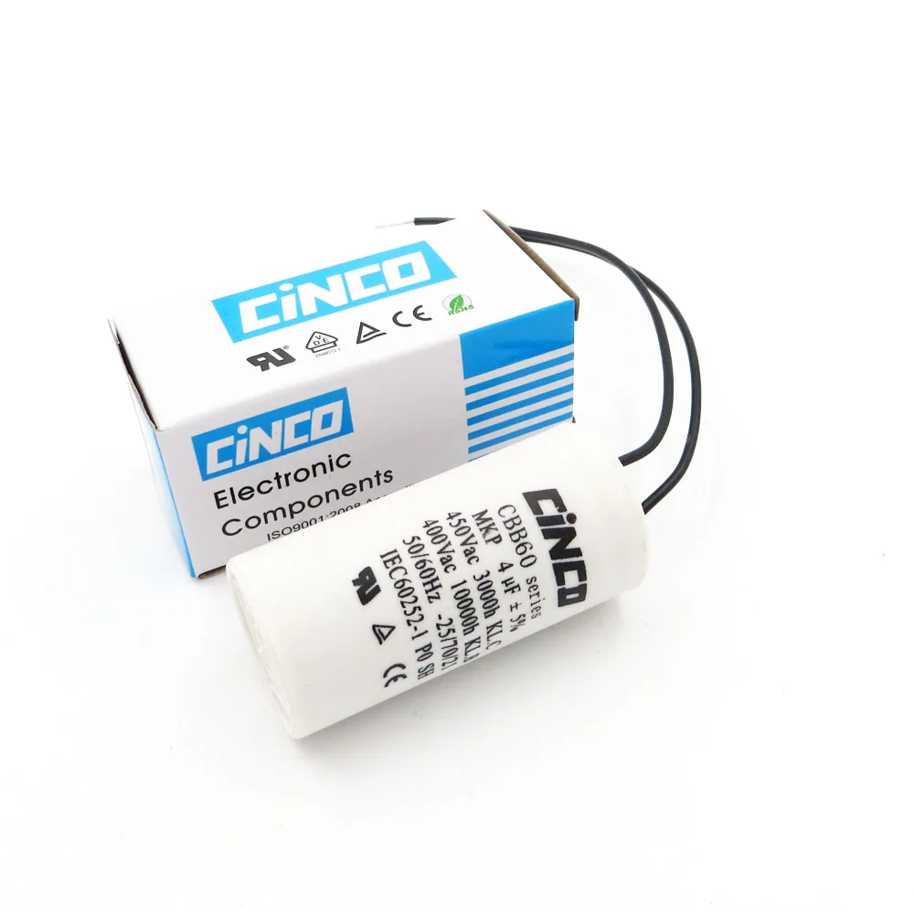 

4UF 400V 450V CBB60 Motor Run Capacitor wire SH DB Double Faston Ac 450VAC Water Pump electrical engine 4mfd 4mf