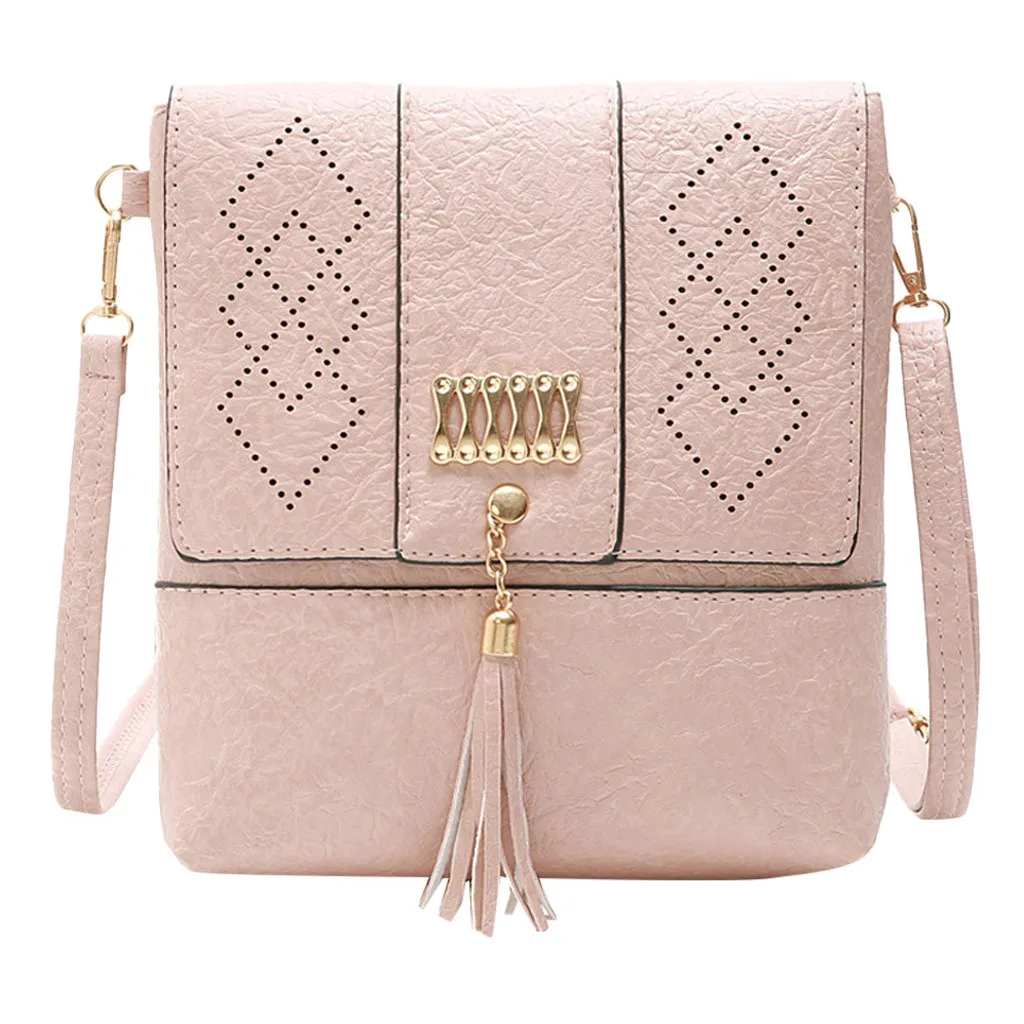 

Women Hollow Tassel Solid Color Shoulder Bags Messenger Bag Fashion Famous Brand Small Square Bag bolsa feminina