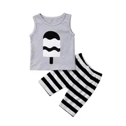 100% хлопок 2 шт. NewbornToddler для младенцев комплект одежды для маленьких мальчиков Детский комплект футболка комплекты из футболки и штанов для