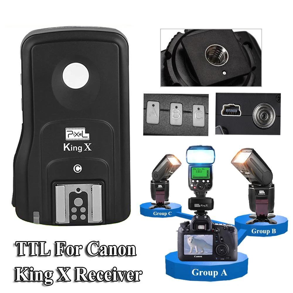 

Pixel King X Receive E-TTL Wireless Flash Trigger High Sync Speed 1/8000 King Pro For Canon 1100D 1000D 650D 600D 450D 500D DSLR