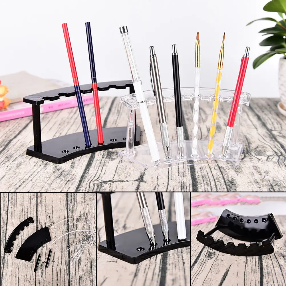 6 Slot Plastic Pen Jewelry Display Holder Stand Rack High Quality Clear