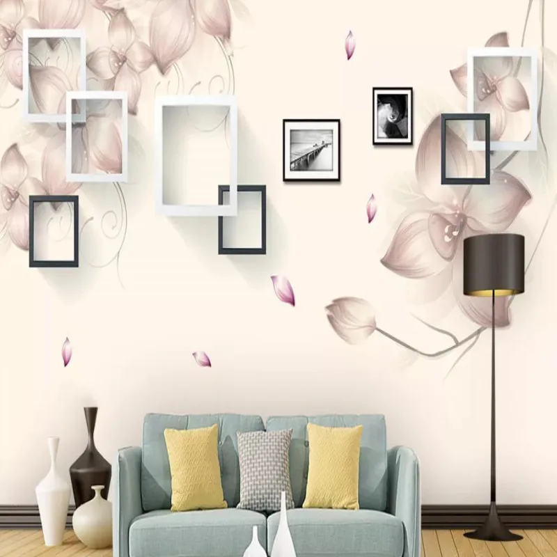 

Factory direct modern minimalist box flower art TV background wall