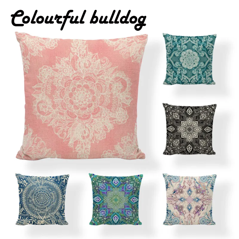 

Hot Sale Boho Art Family Flower Gorgeous Floral Doodle Botanical Geometry Mandala Decorative Pattern Cushion Cover Pillow Case