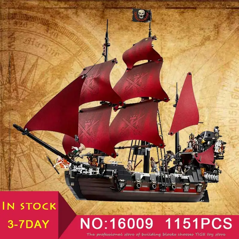 

LEPIN 16009 Pirate ship Queen Anne's revenge Pirates of the Caribbean compatible LegoINGlys 4195 Building Blocks toys