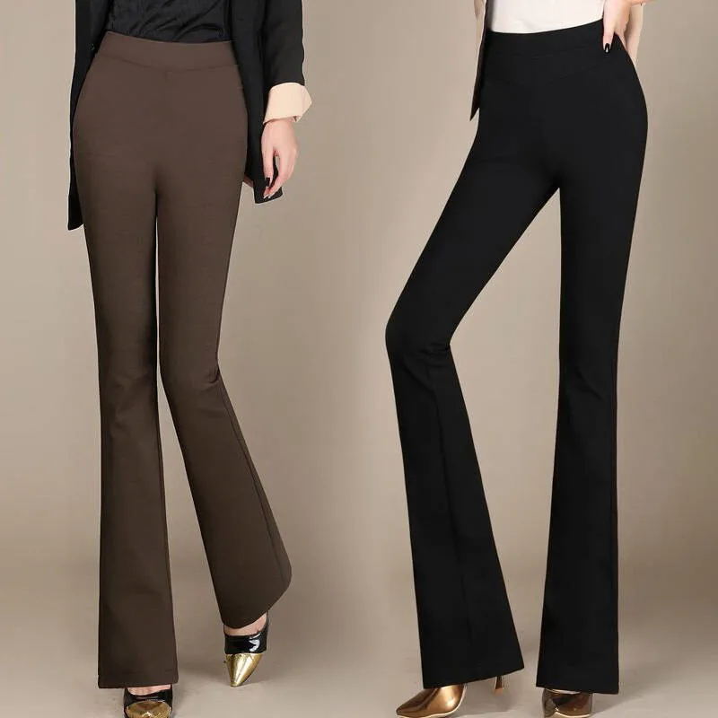 Новинка, женские брюки-клеш с высокой талией, рабочая одежда, облегающие брюки, эластичные брюки размера плюс, женские брюки-клеш, формальные calca