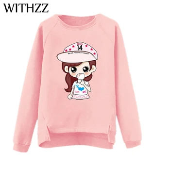 

WITHZZ Autumn Winter Printing Loose Front Long Short Coat Sweatshirt for Women Tops Clothes Streetwear Velvet Plus Size