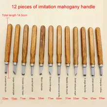 12 шт./компл. деревянной ручкой плотник инструменты для резьбы по дереву инструменты комплект резак гравюра набор ручных инструментов в AI88