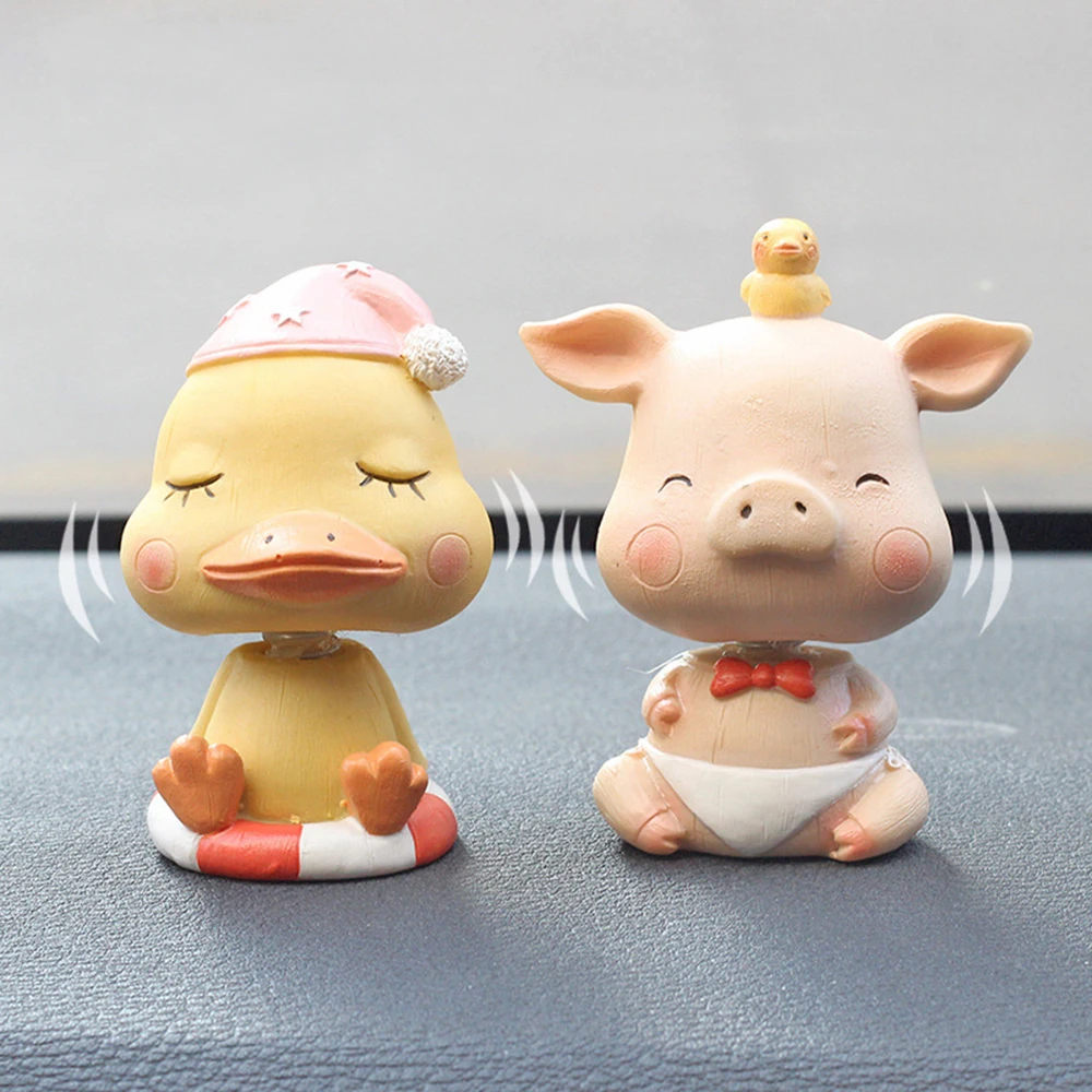 

Car Ornament Swing Head Pig Duck Cartoon Toy Cartoon Decoration Automobiles Interior Dashboard Decoration Accessories Gifts
