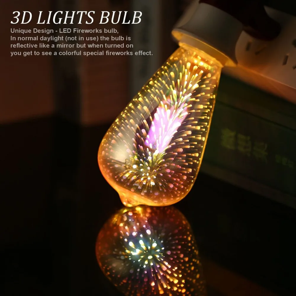 3D фейерверк E27 светодио дный лампочки Новинка свет для рождественской вечеринки украшение лампы ST64/G95/G80/A60 звезда Фея ночник