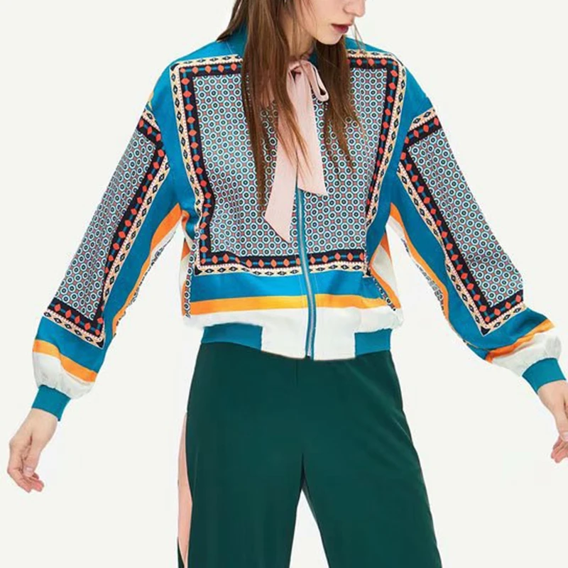 Beste Khale Yose Herfst Bloemen Plaid Harajuku Zip Pilot Bomber Jas Vrouwen Boho Streetwear Vrouwelijke Basic Baseball Jacket Coat 2018